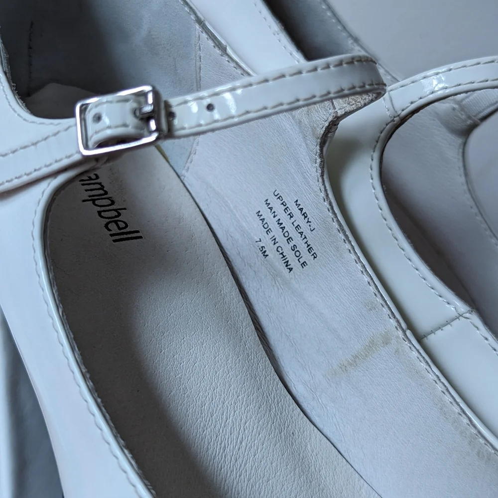 Jeffrey Campbell Mary Jane Platform Pump Ivory Crinkle Patent Leather - Picture 6 of 6